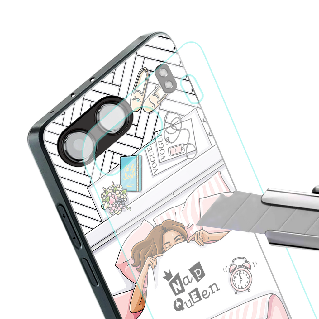 nap queen girl back phone cover | glass case for oneplus nord 4