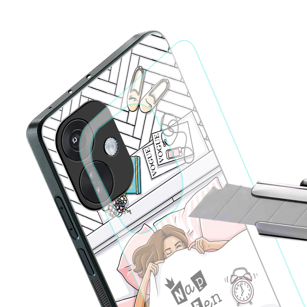 nap queen girl back phone cover | glass case for oneplus nord ce 3