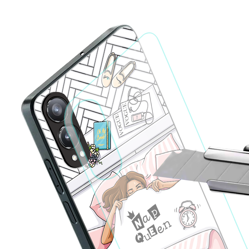 nap queen girl back phone cover | glass case for oneplus nord ce 4 lite