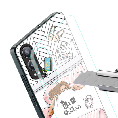 nap queen girl back phone cover | glass case for oneplus nord ce 4 lite