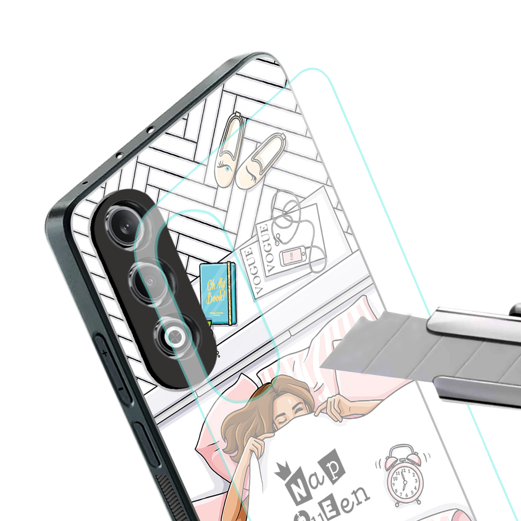 nap queen girl back phone cover | glass case for oneplus nord ce 4