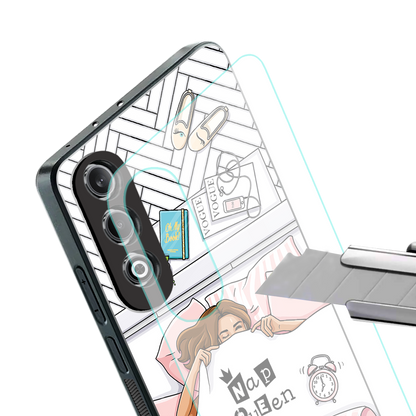 nap queen girl back phone cover | glass case for oneplus nord ce 4