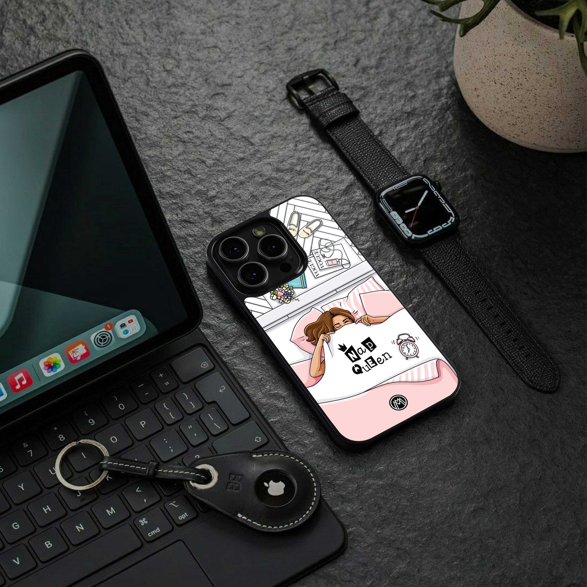 nap queen girl back phone cover | glass case for iphone 13 mini