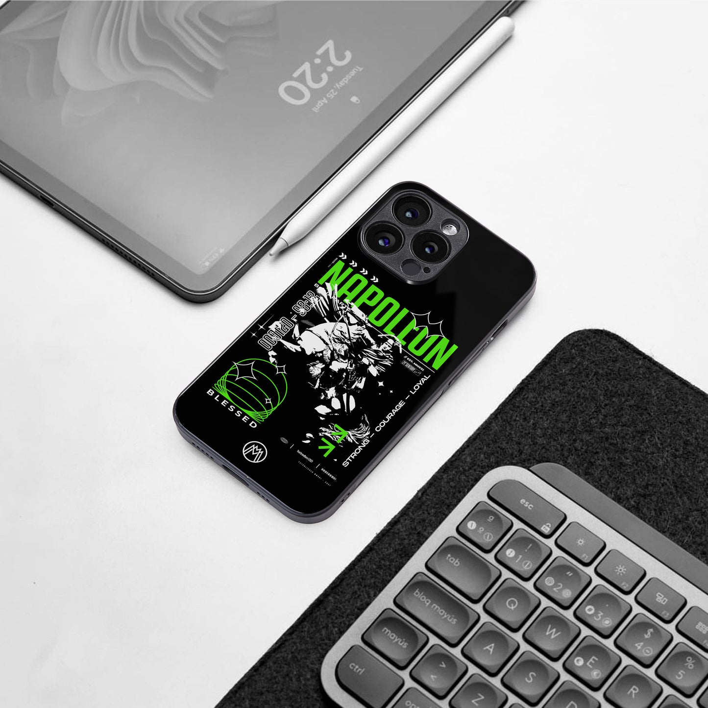 napoleon back phone cover | glass case for iphone 15 pro max