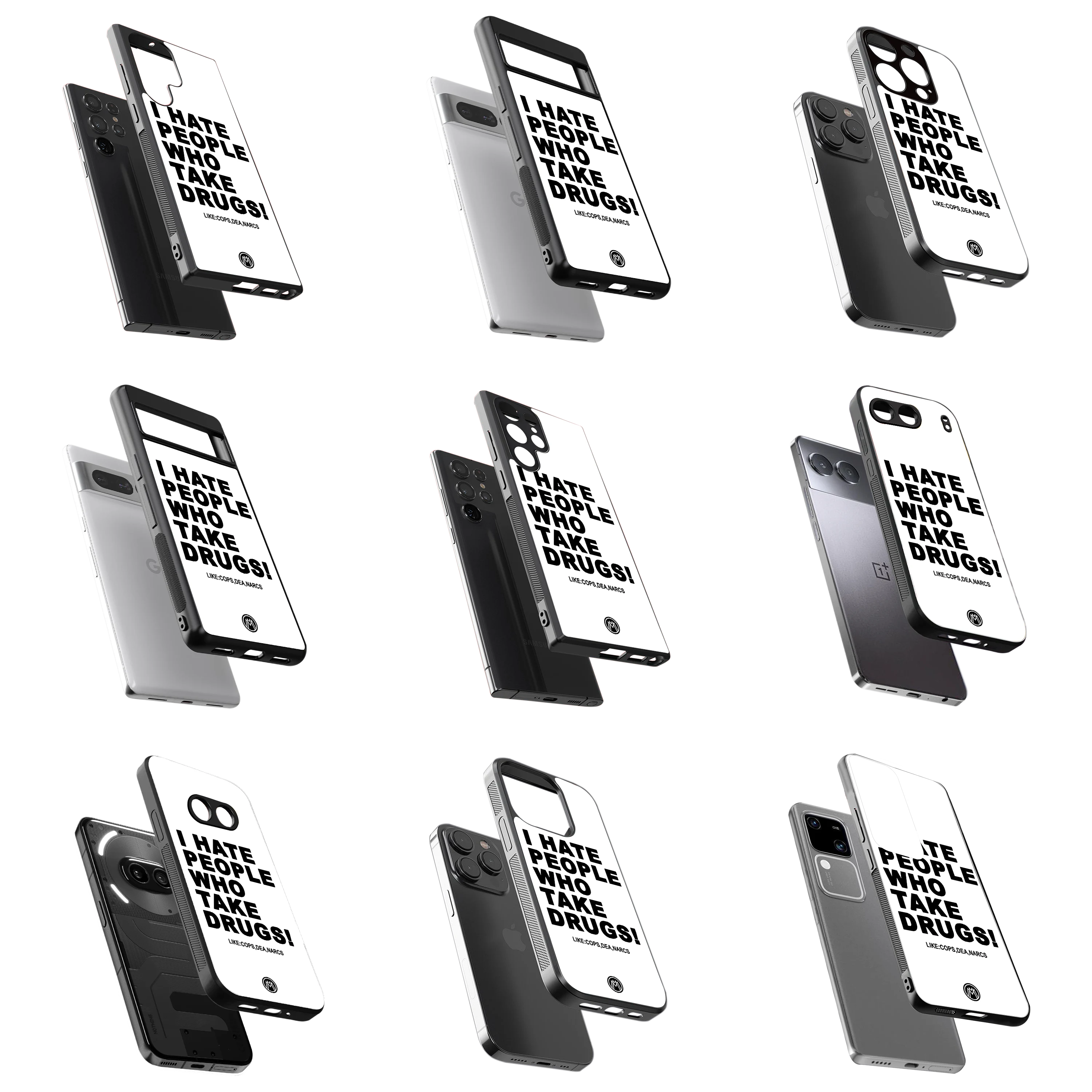 Durable Glass Back Mobile Case for iPhone, Samsung, OnePlus, Google Pixel, Redmi, Vivo, Oppo