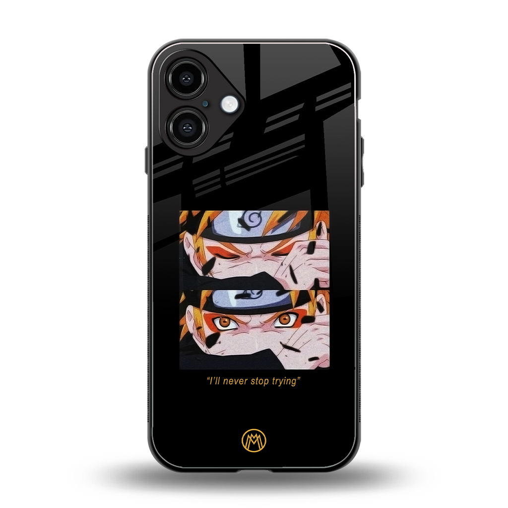 naruto motivation anime back phone cover | glass case for iphone 16 plus