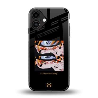naruto motivation anime back phone cover | glass case for iphone 16 plus