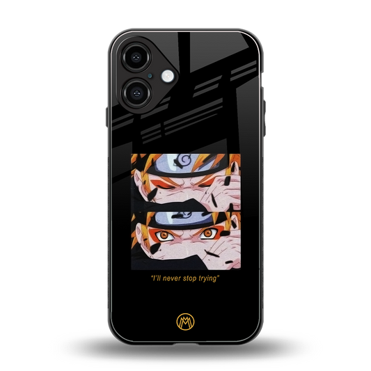 naruto motivation anime back phone cover | glass case for iphone 16 plus