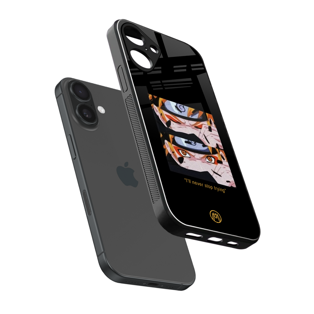 naruto motivation anime back phone cover | glass case for iphone 16 plus