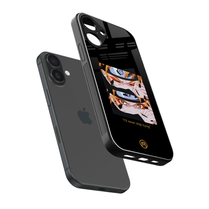 naruto motivation anime back phone cover | glass case for iphone 16 plus