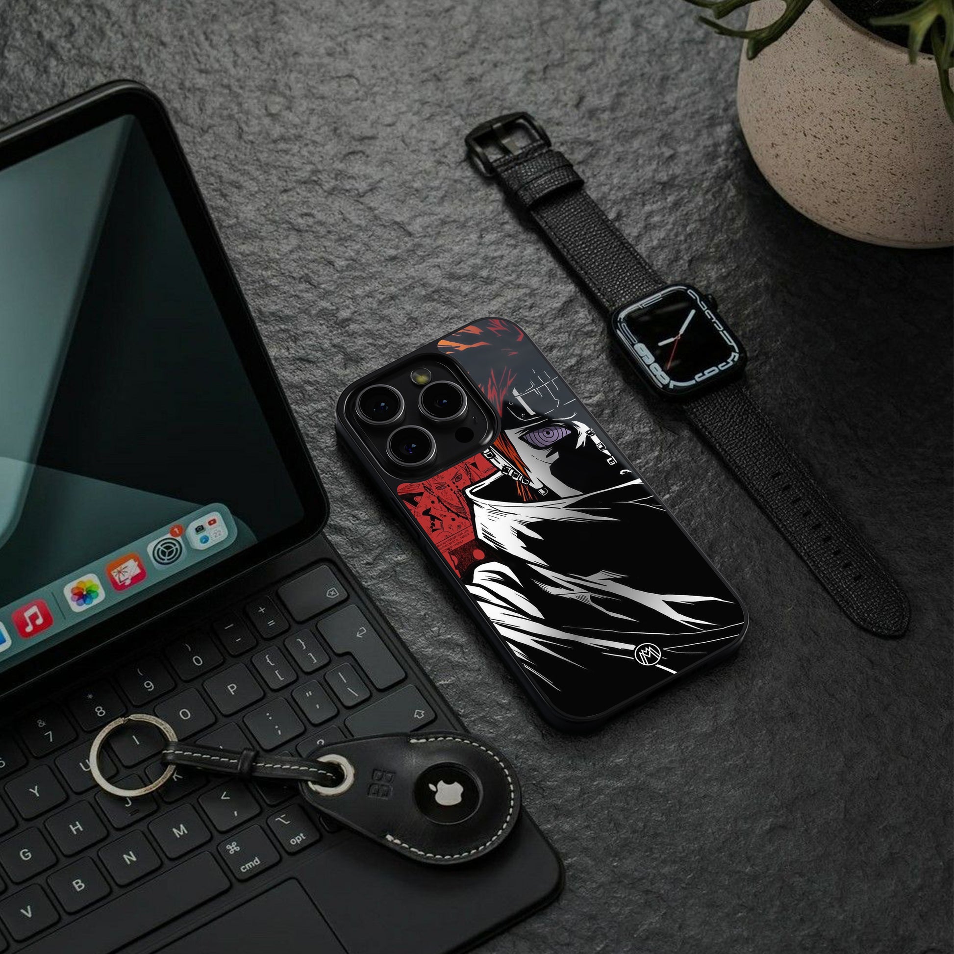 naruto vermilion back phone cover | glass case for iphone 15 pro