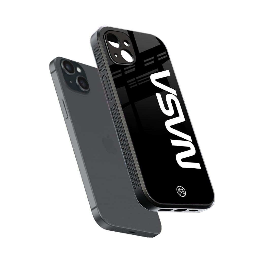 nasa black back phone cover | glass case for iphone 15 plus