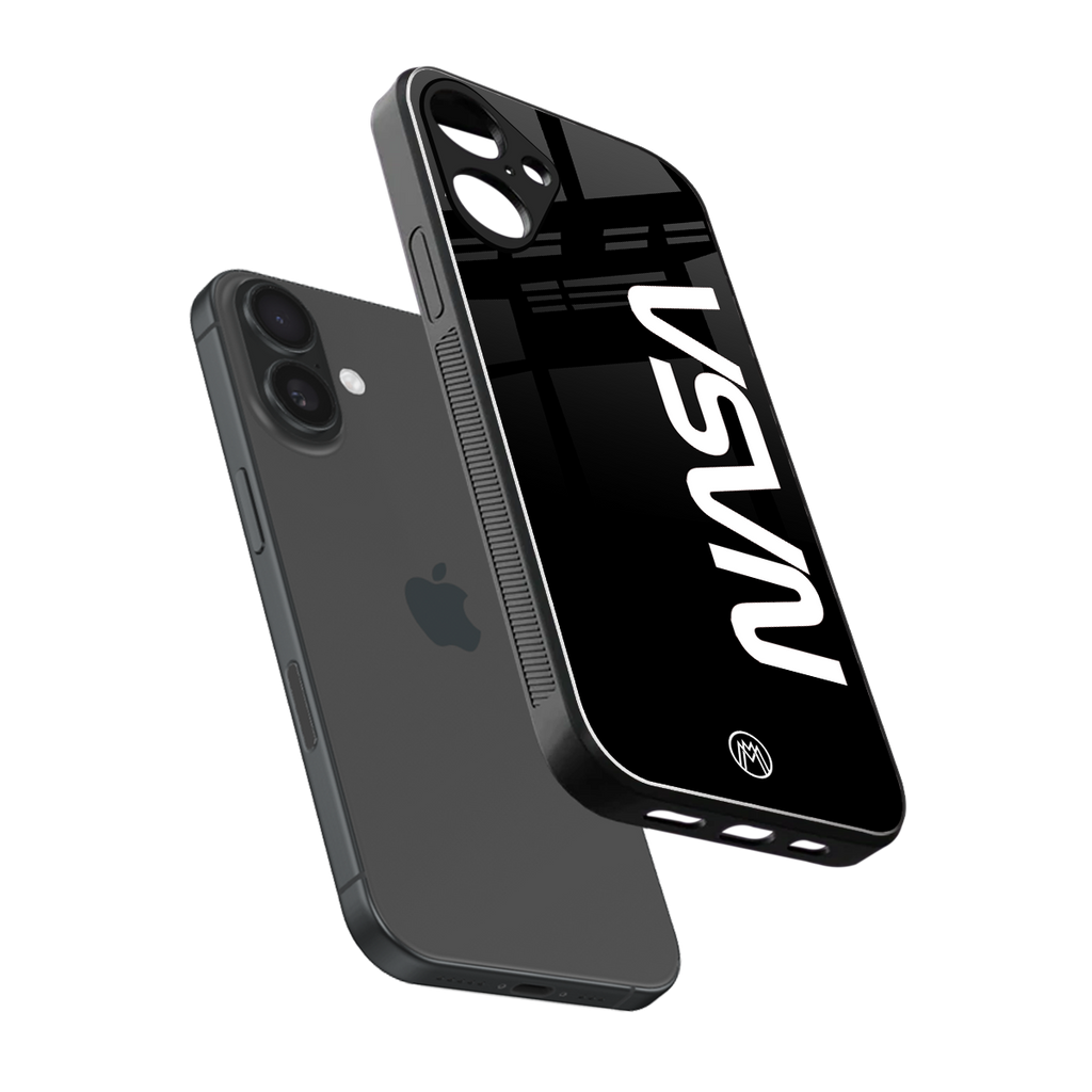 nasa black back phone cover | glass case for iphone 16 plus