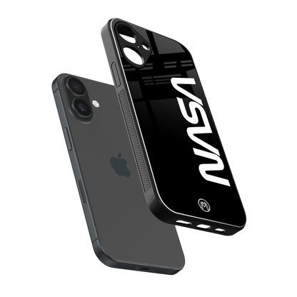 nasa black back phone cover | glass case for iphone 16 plus