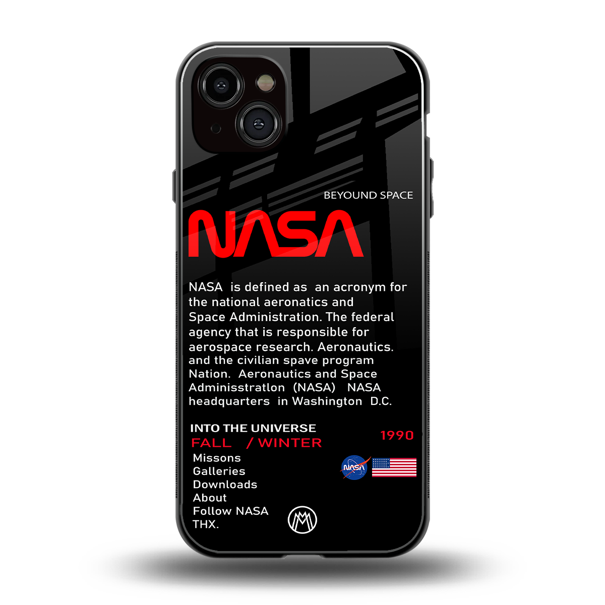 nasa project back phone cover | glass case for iphone 15 plus