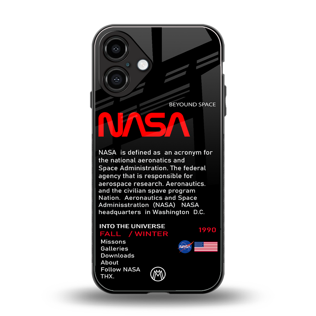 nasa project back phone cover | glass case for iphone 16 plus