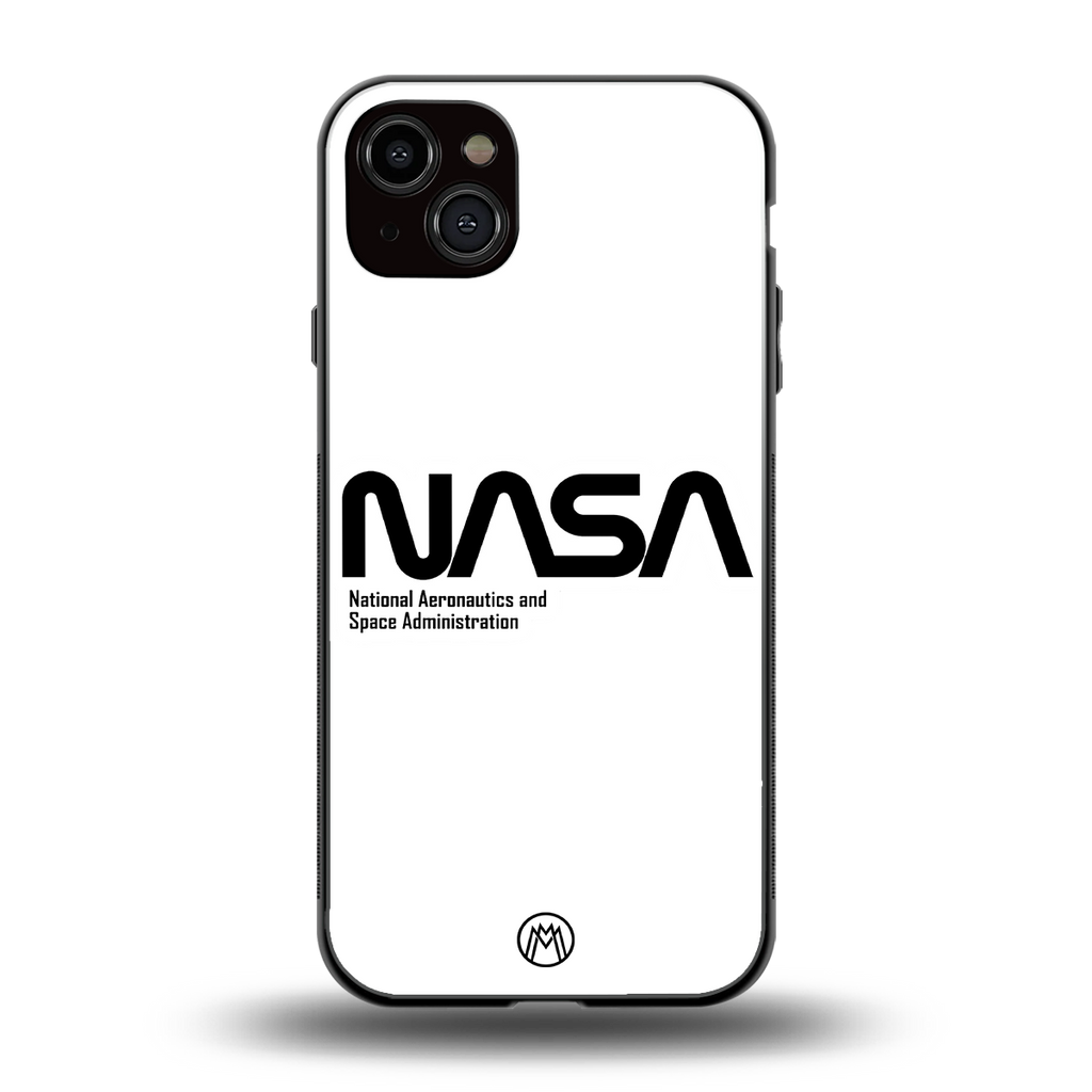 nasa white back phone cover | glass case for iphone 15 plus