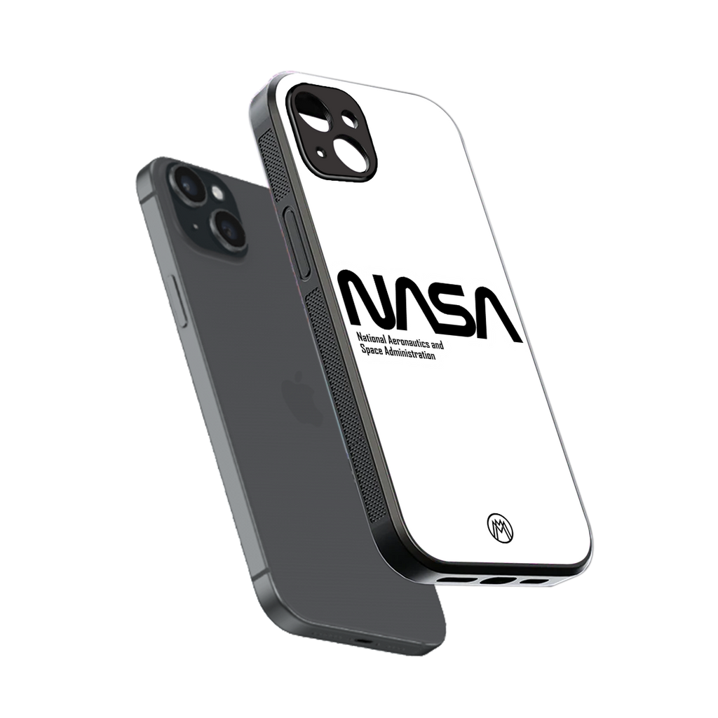 nasa white back phone cover | glass case for iphone 15 plus