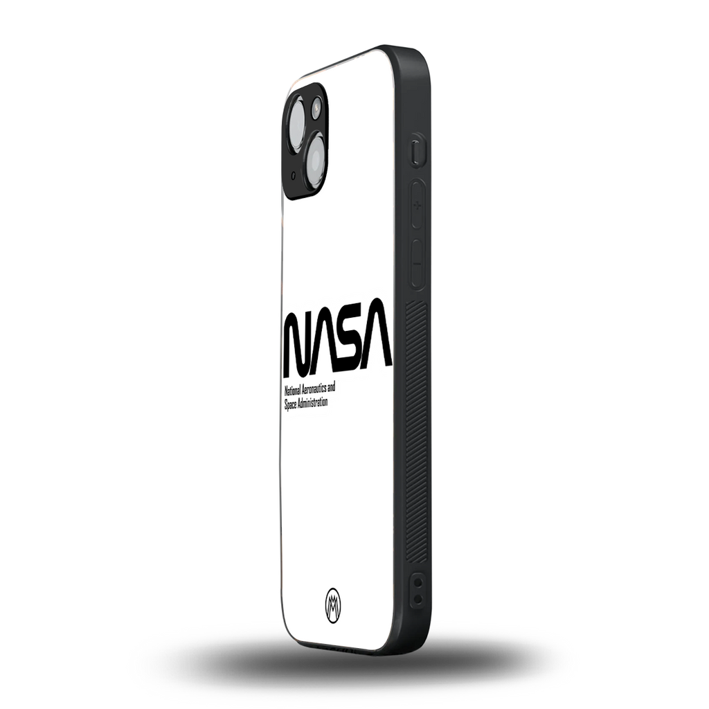 nasa white back phone cover | glass case for iphone 14 plus
