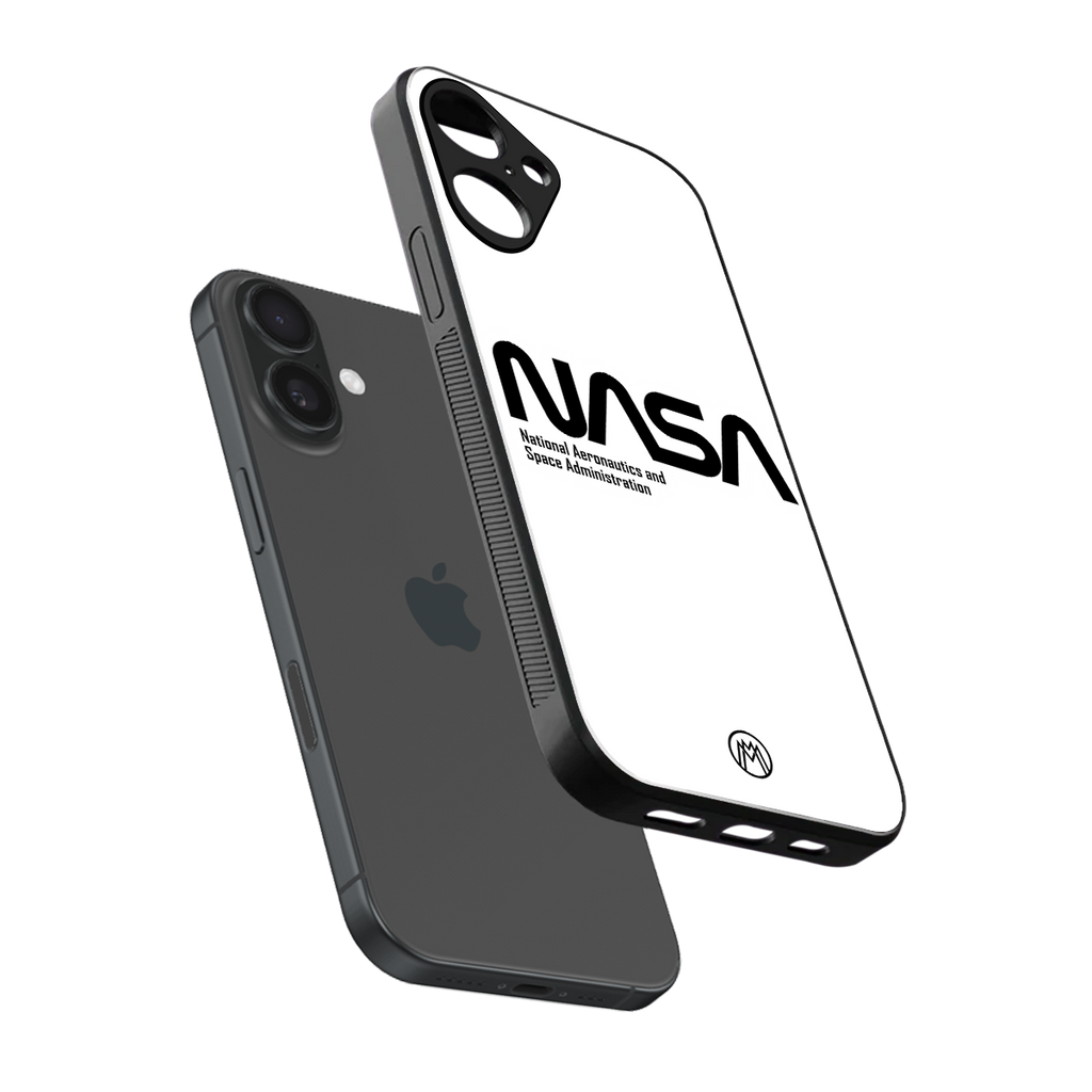 nasa white back phone cover | glass case for iphone 16 plus