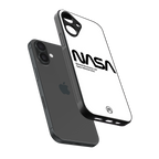 nasa white back phone cover | glass case for iphone 16 plus