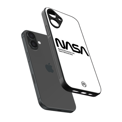 nasa white back phone cover | glass case for iphone 16 plus