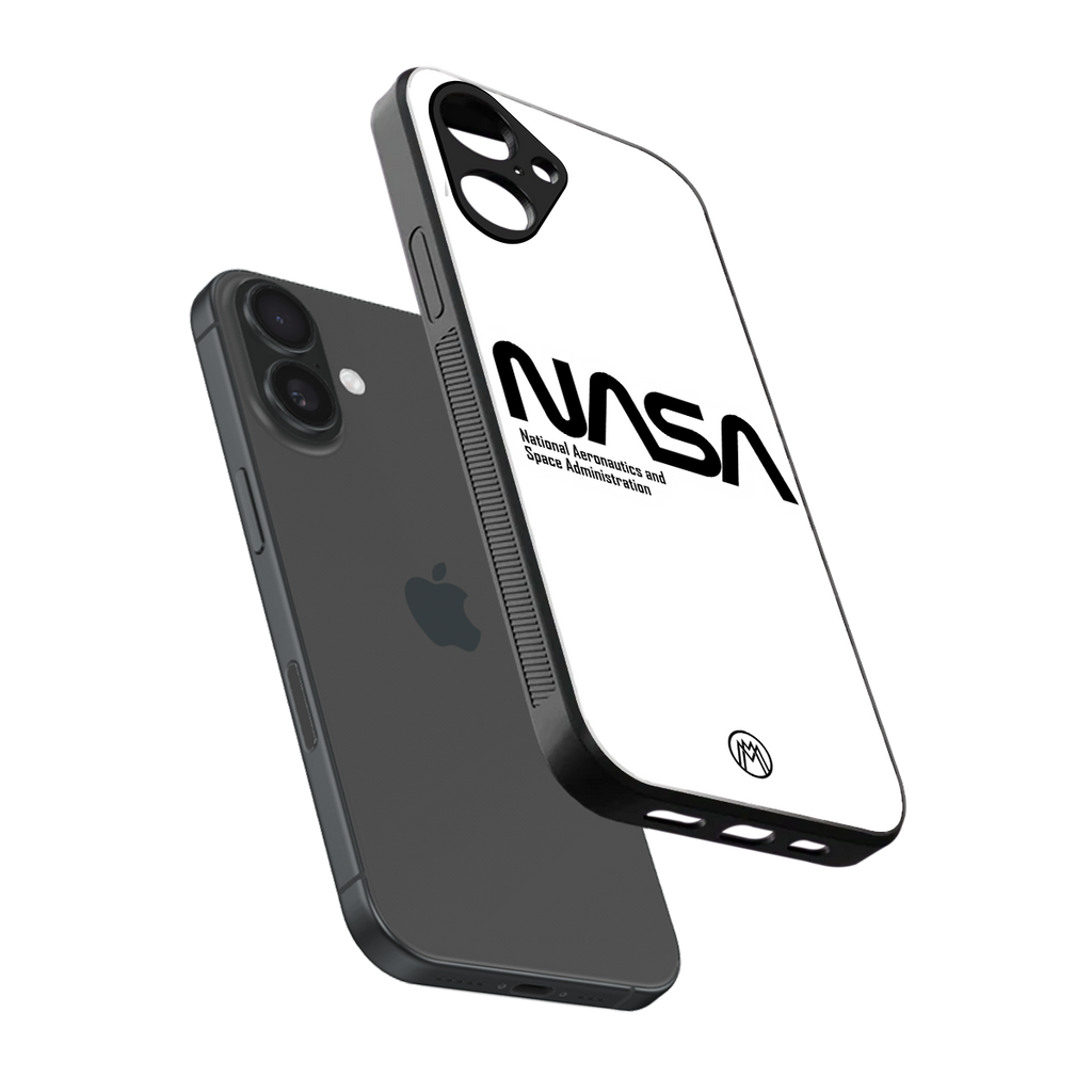 nasa white back phone cover | glass case for iphone 16
