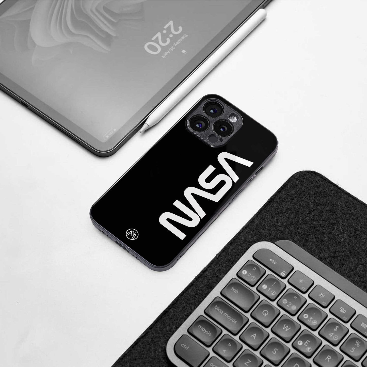nasa black back phone cover | glass case for iphone 13 pro max
