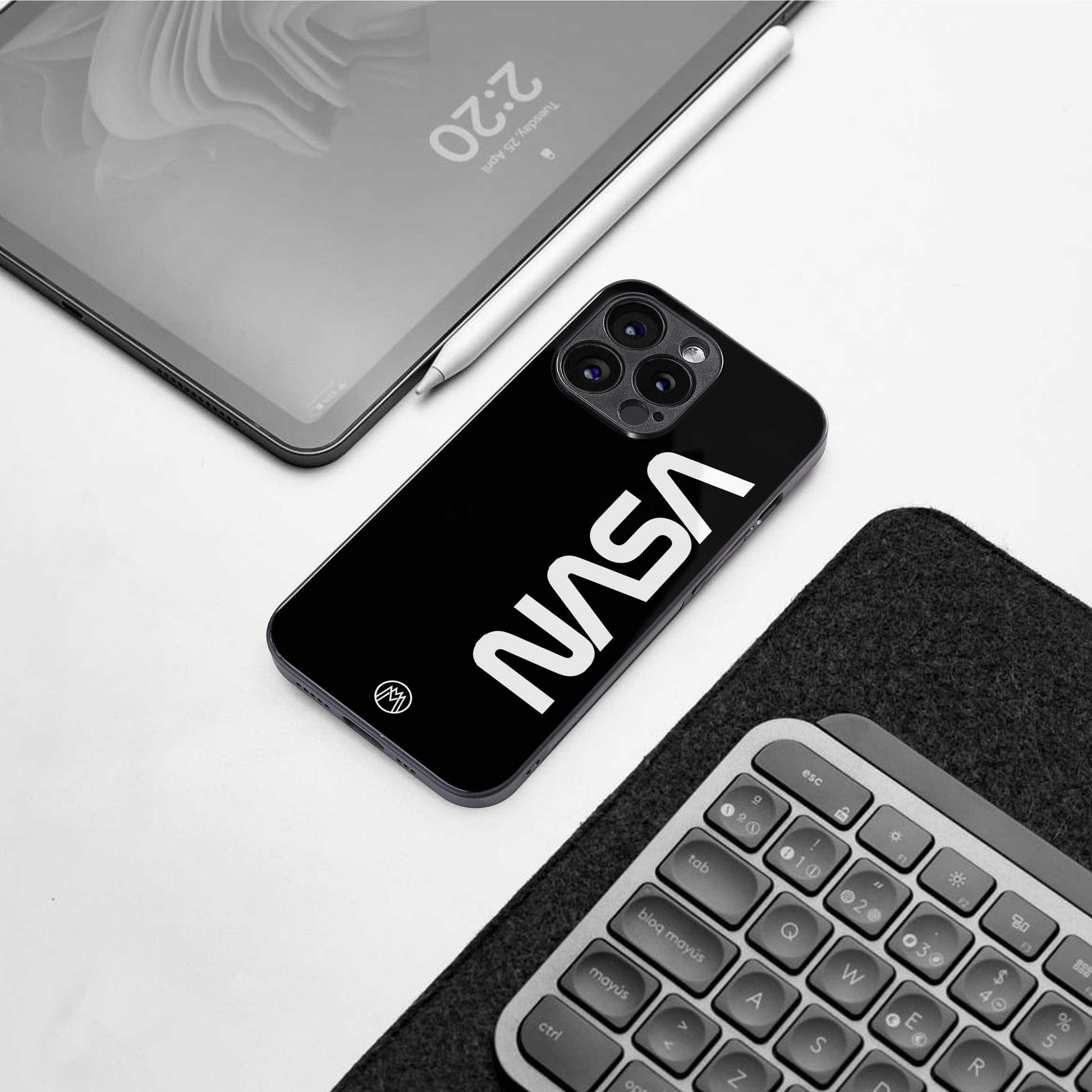 nasa black back phone cover | glass case for iphone 13 pro max