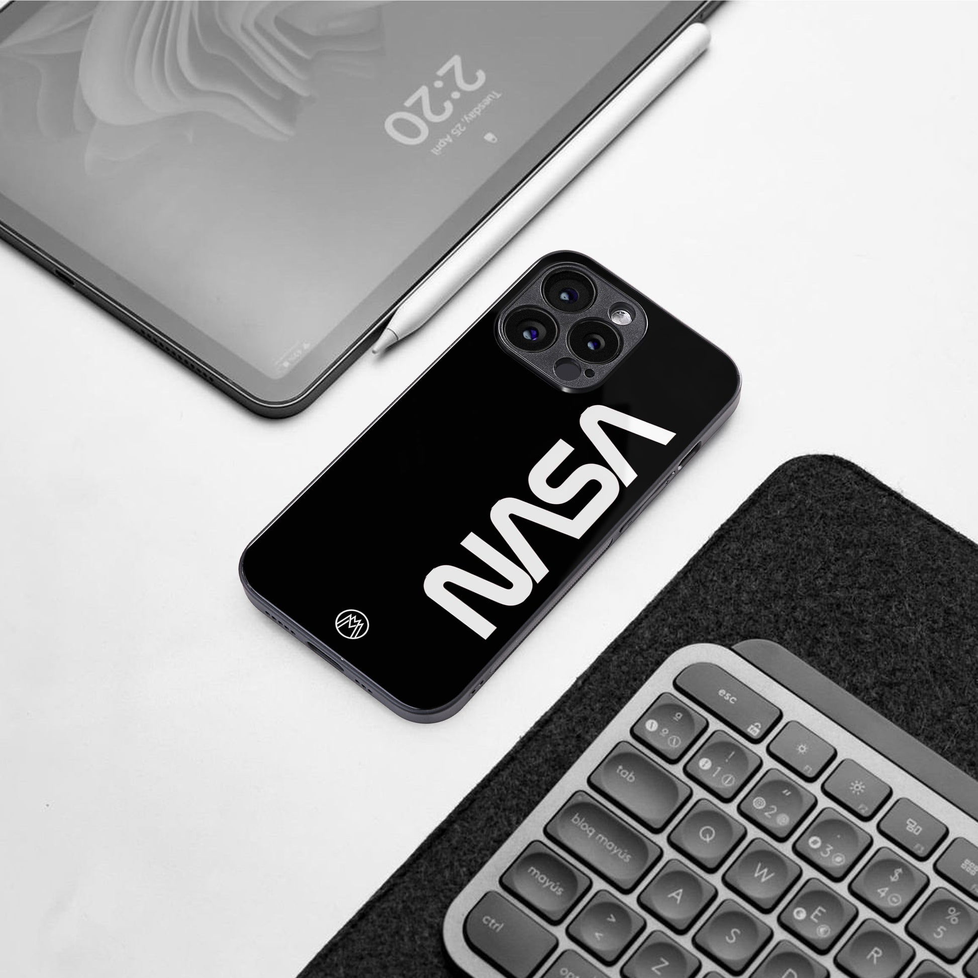 nasa black back phone cover | glass case for iphone 16 pro max