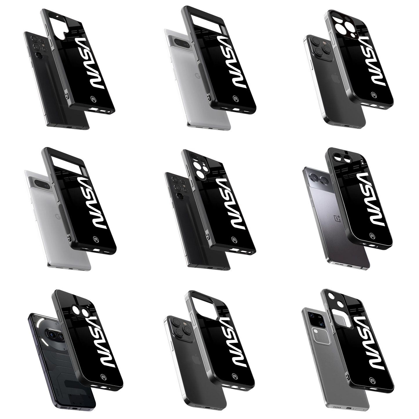 Durable Glass Back Mobile Case for iPhone, Samsung, OnePlus, Google Pixel, Redmi, Vivo, Oppo