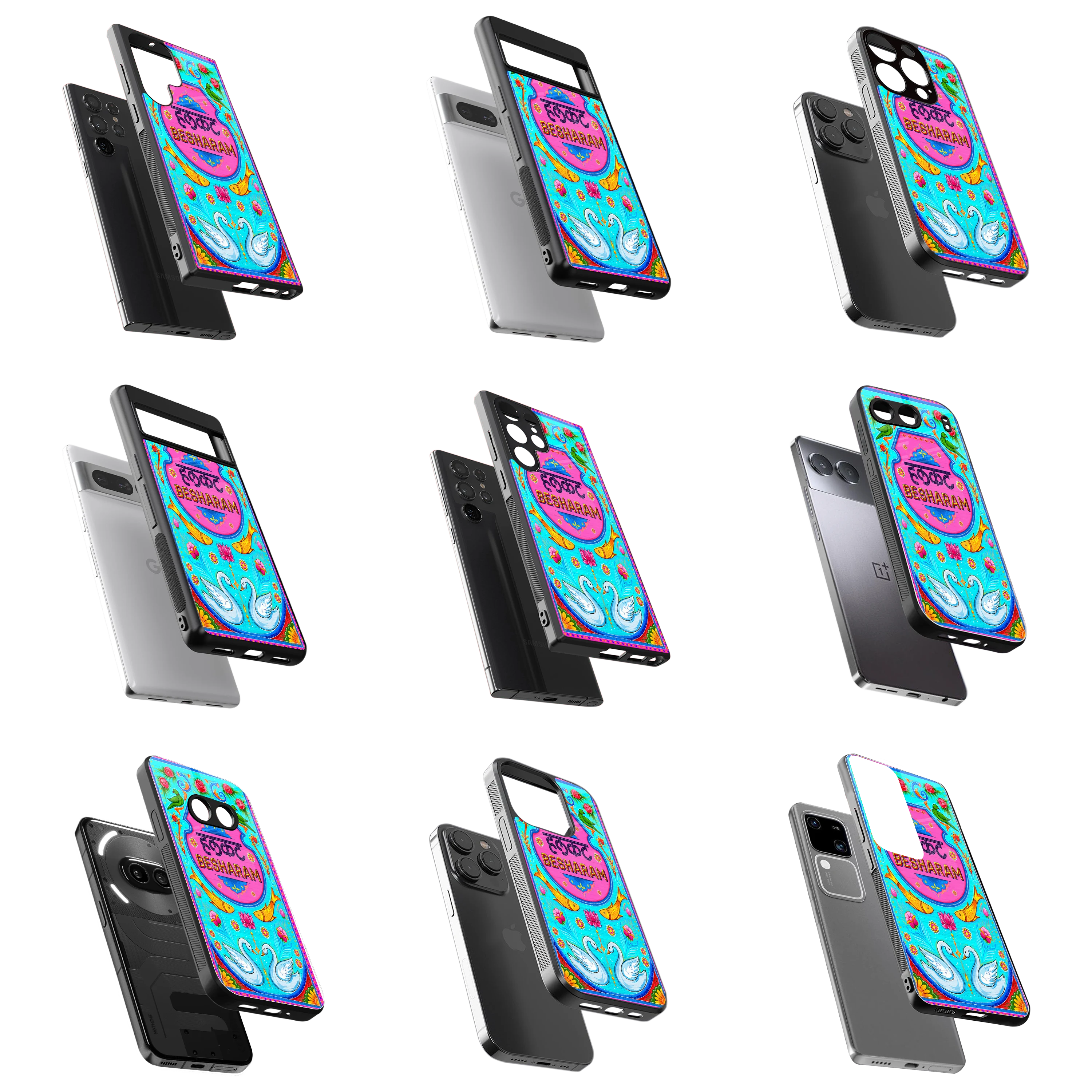 Durable Glass Back Mobile Case for iPhone, Samsung, OnePlus, Google Pixel, Redmi, Vivo, Oppo