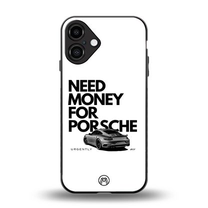 need money for porsche back phone cover | glass case for iphone 16 plus