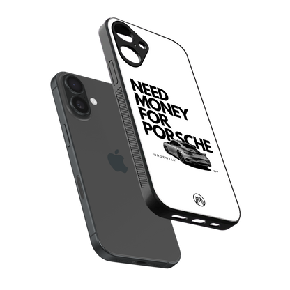 need money for porsche back phone cover | glass case for iphone 16 plus