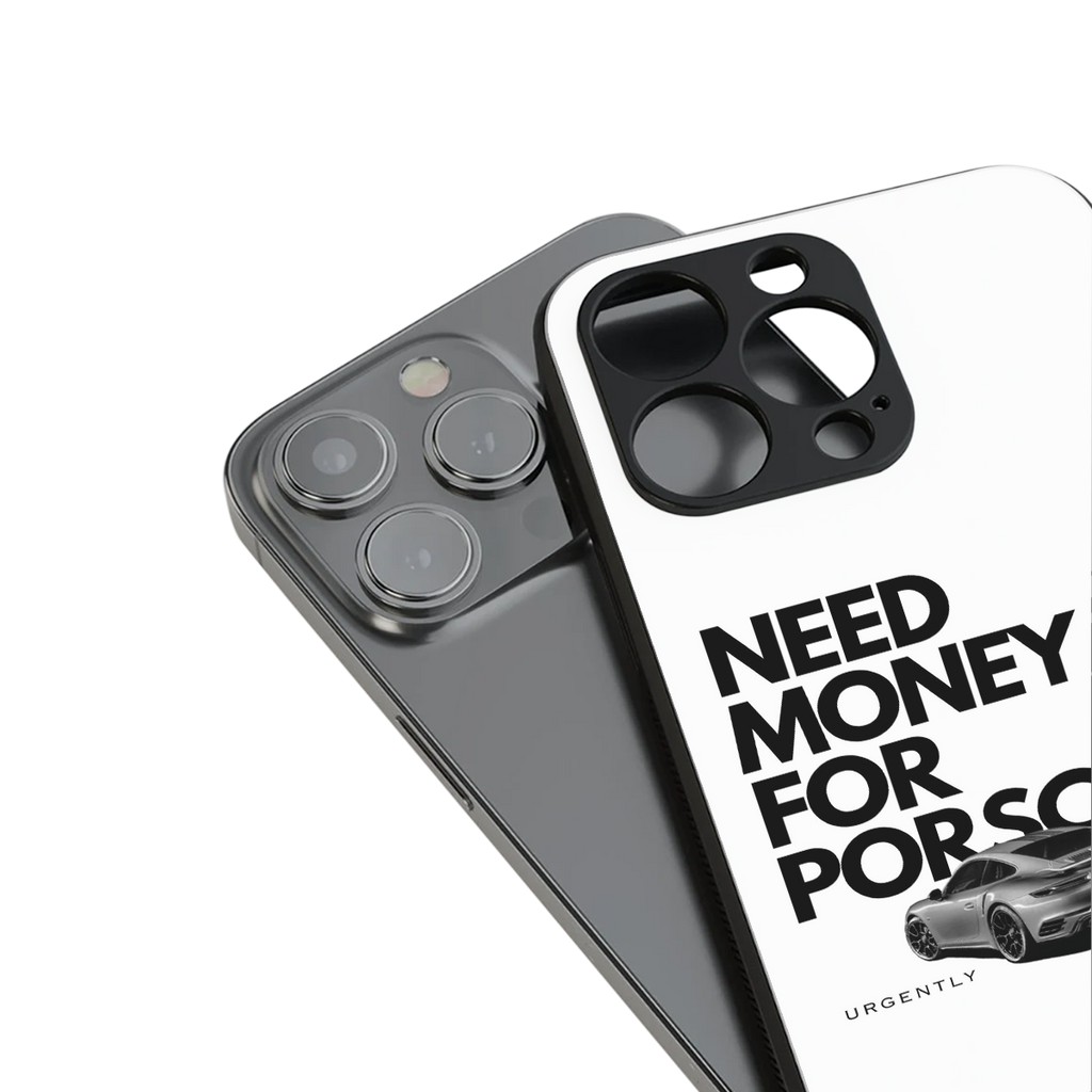 need money for porsche back phone cover | glass case for iphone 16 plus