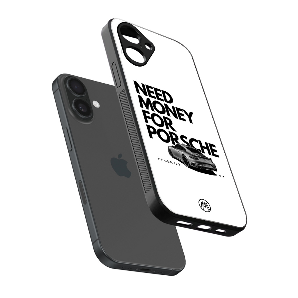 need money for porsche back phone cover | glass case for iphone 16