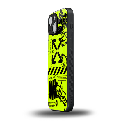 neon travis scott x anti social social club back phone cover | glass case for iphone 13 mini