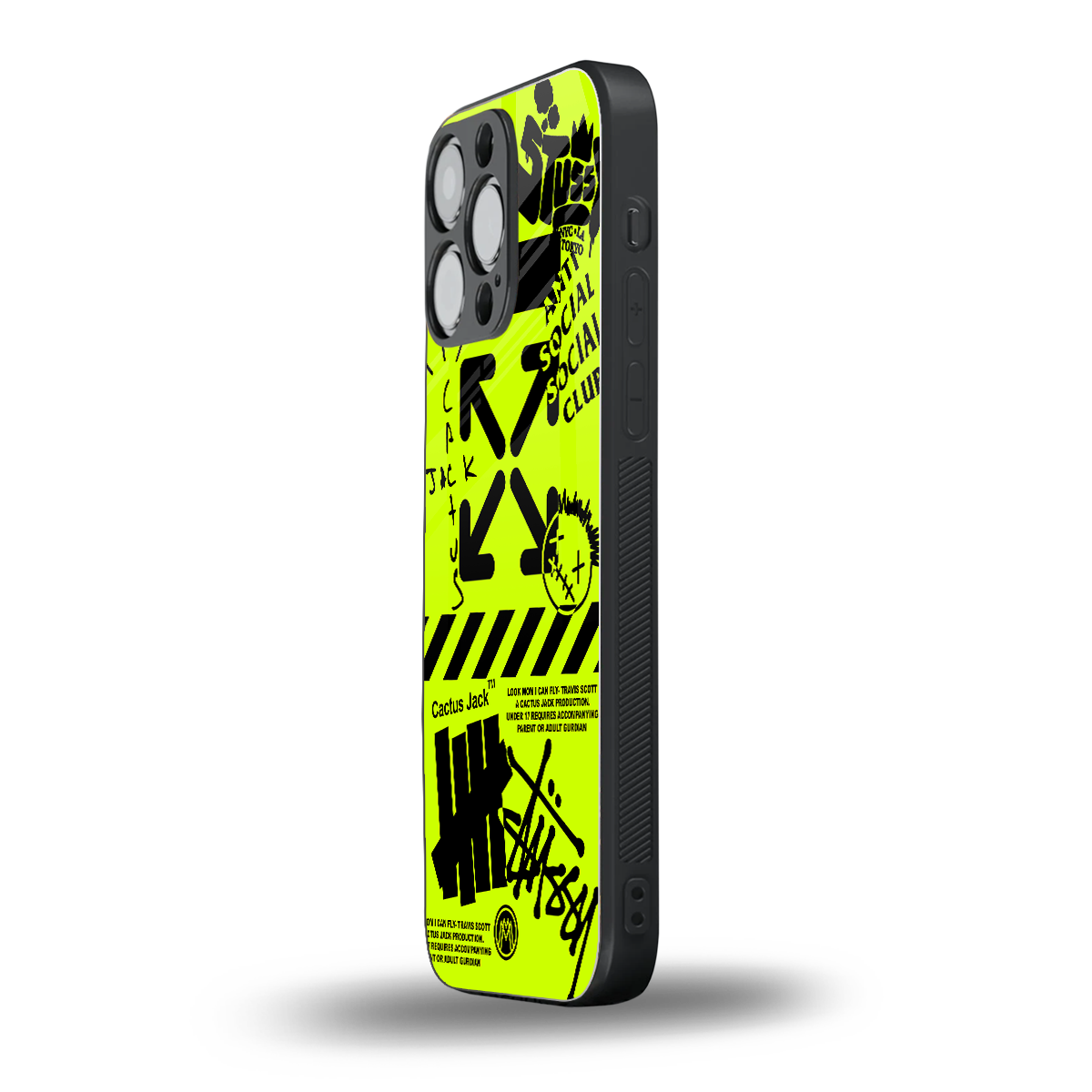 neon travis scott x anti social social club back phone cover | glass case for iphone 13 pro max