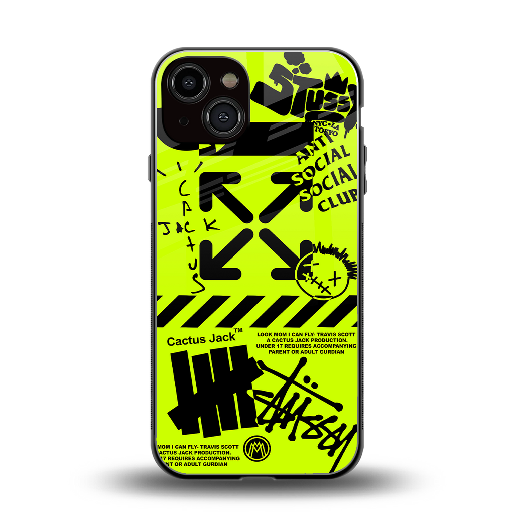 neon travis scott x anti social social club back phone cover | glass case for iphone 13