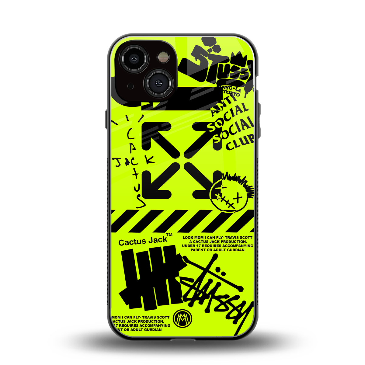 neon travis scott x anti social social club back phone cover | glass case for iphone 13