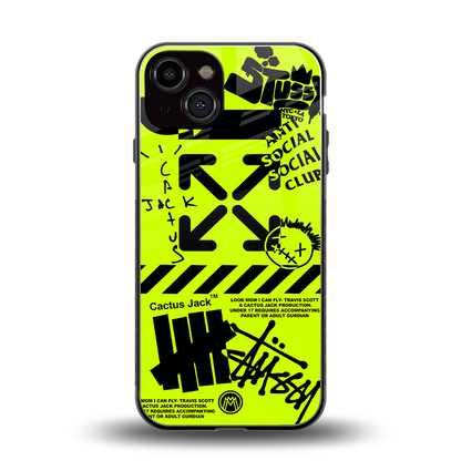 neon travis scott x anti social social club back phone cover | glass case for iphone 13