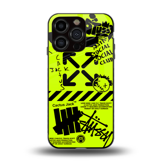 neon travis scott x anti social social club back phone cover | glass case for iphone 15 pro
