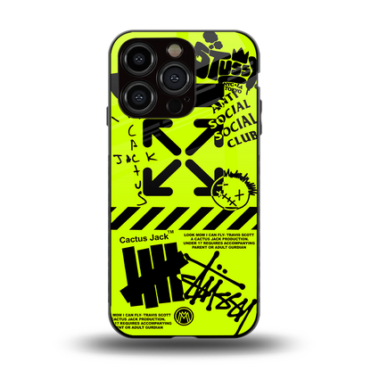 neon travis scott x anti social social club back phone cover | glass case for iphone 14 pro