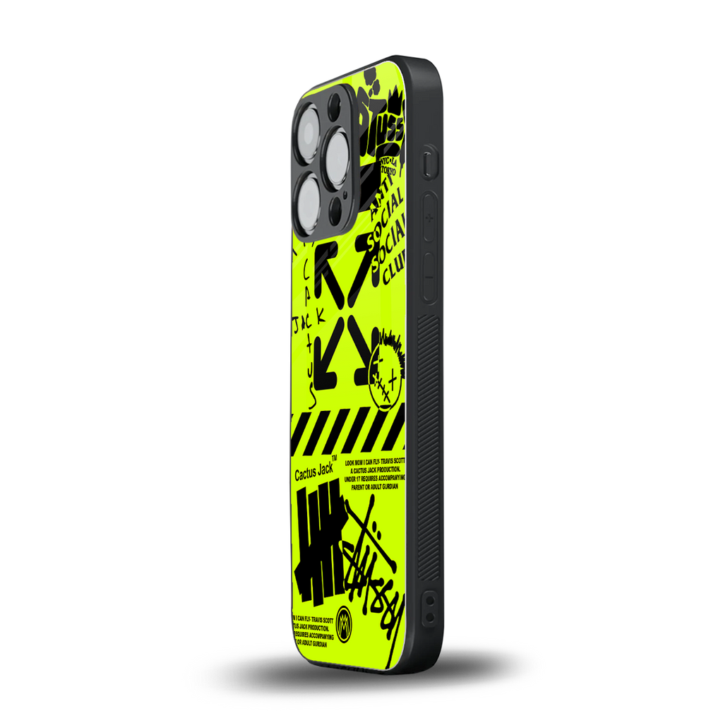 neon travis scott x anti social social club back phone cover | glass case for iphone 15 pro