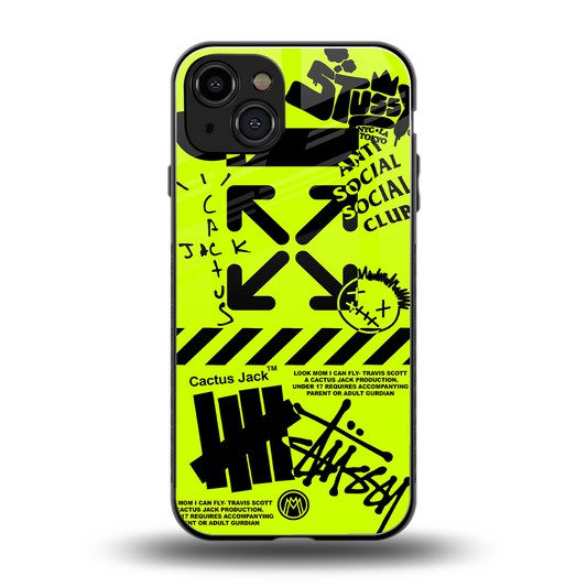 neon travis scott x anti social social club back phone cover | glass case for iphone 15