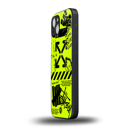 neon travis scott x anti social social club back phone cover | glass case for iphone 15