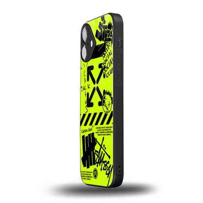 neon travis scott x anti social social club back phone cover | glass case for iphone 16 plus