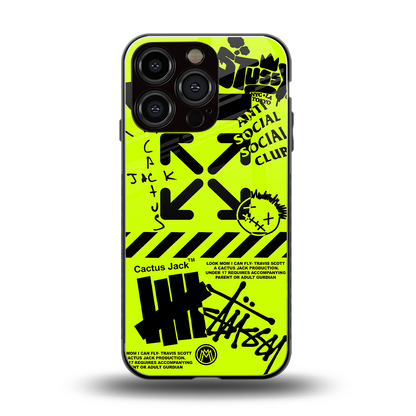 neon travis scott x anti social social club back phone cover | glass case for iphone 16 pro