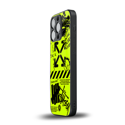 neon travis scott x anti social social club back phone cover | glass case for iphone 16 pro