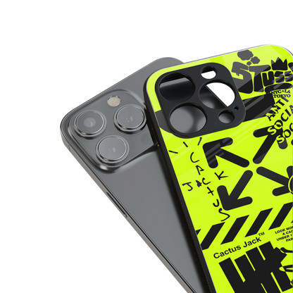 neon travis scott x anti social social club back phone cover | glass case for iphone 15 pro